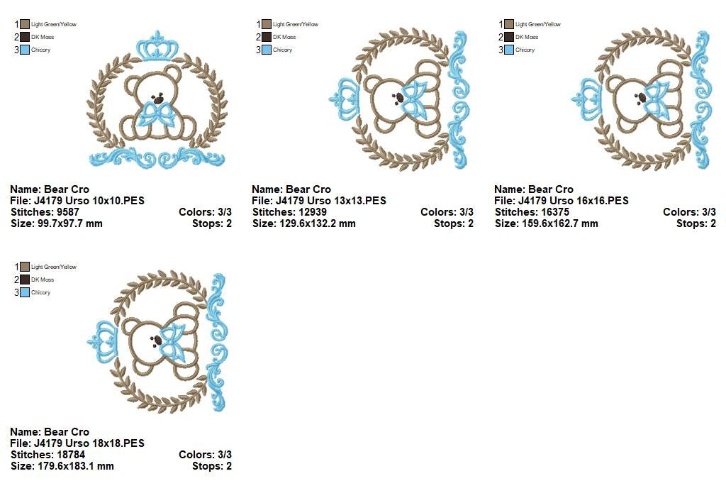 Matriz de Bordado Urso Coroado – Ponto Satim