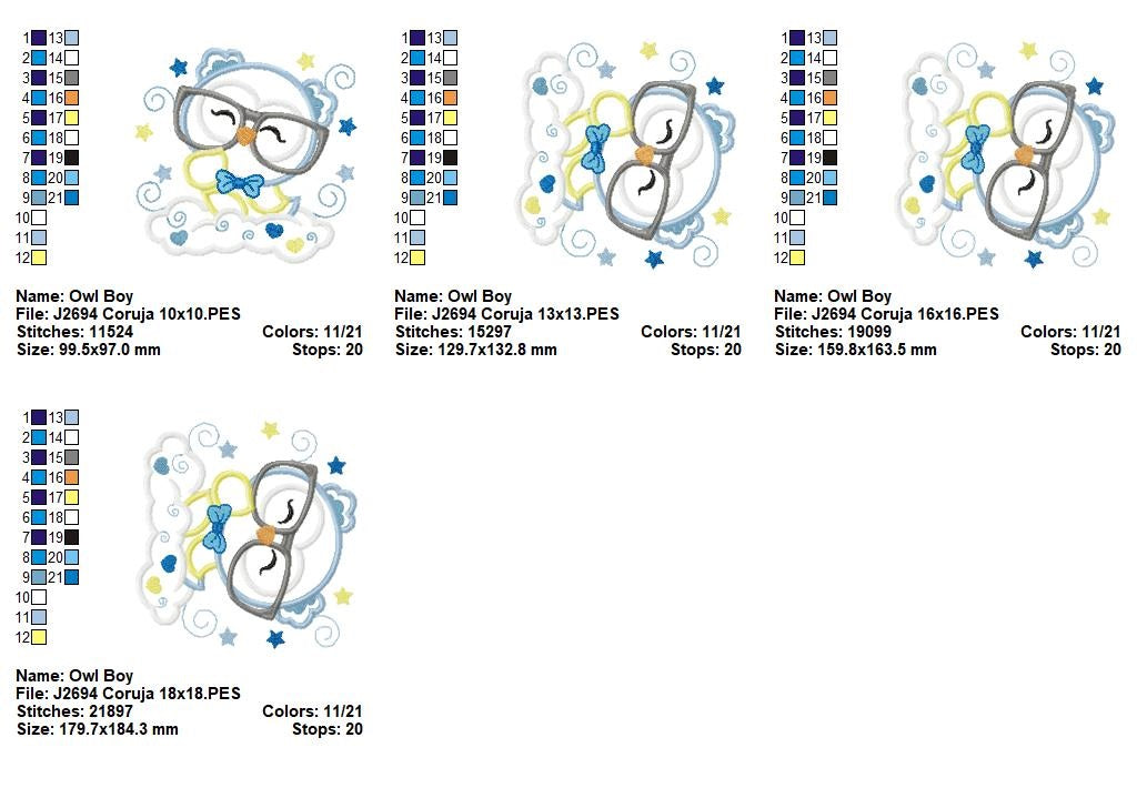 Matriz de Bordado Corujinha Sonhadora no Céu – Aplique
