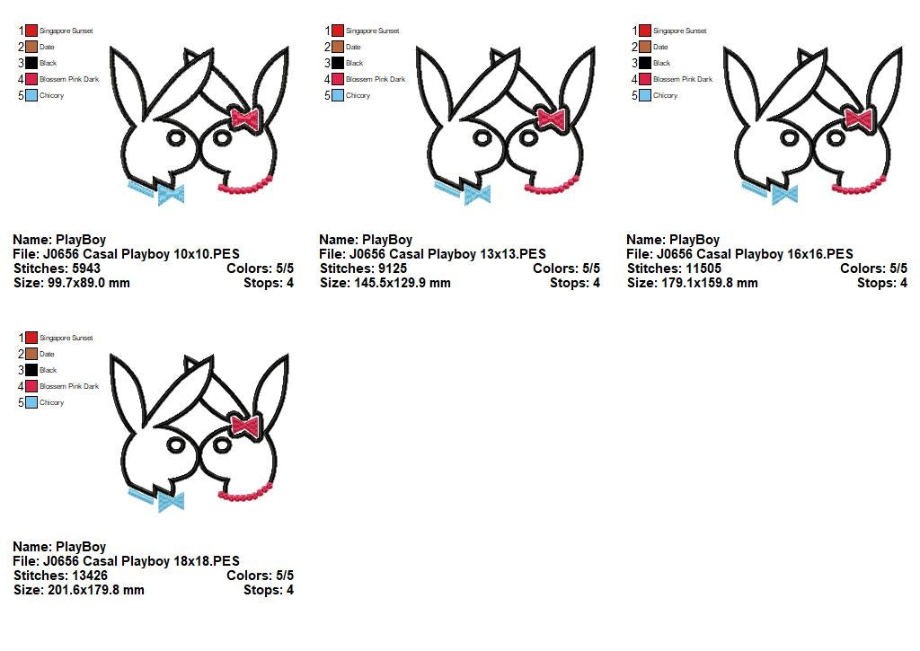 Matriz de Bordado Dupla de Coelhos com Estilo – Ponto Aplique