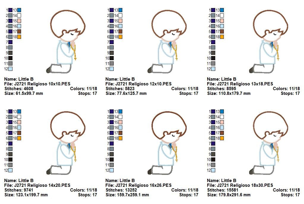 Matriz de Bordado Menino Orando com Terço – Aplique