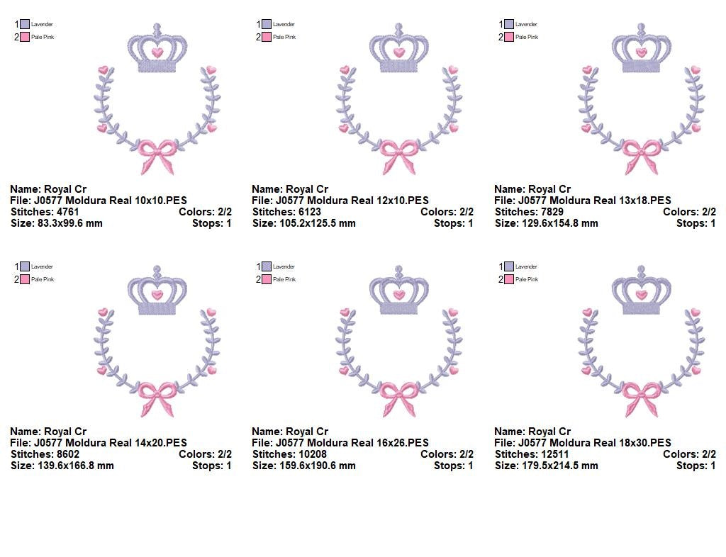 Matriz de Bordado Moldura Coroa com Coração e Laço – Ponto Satim