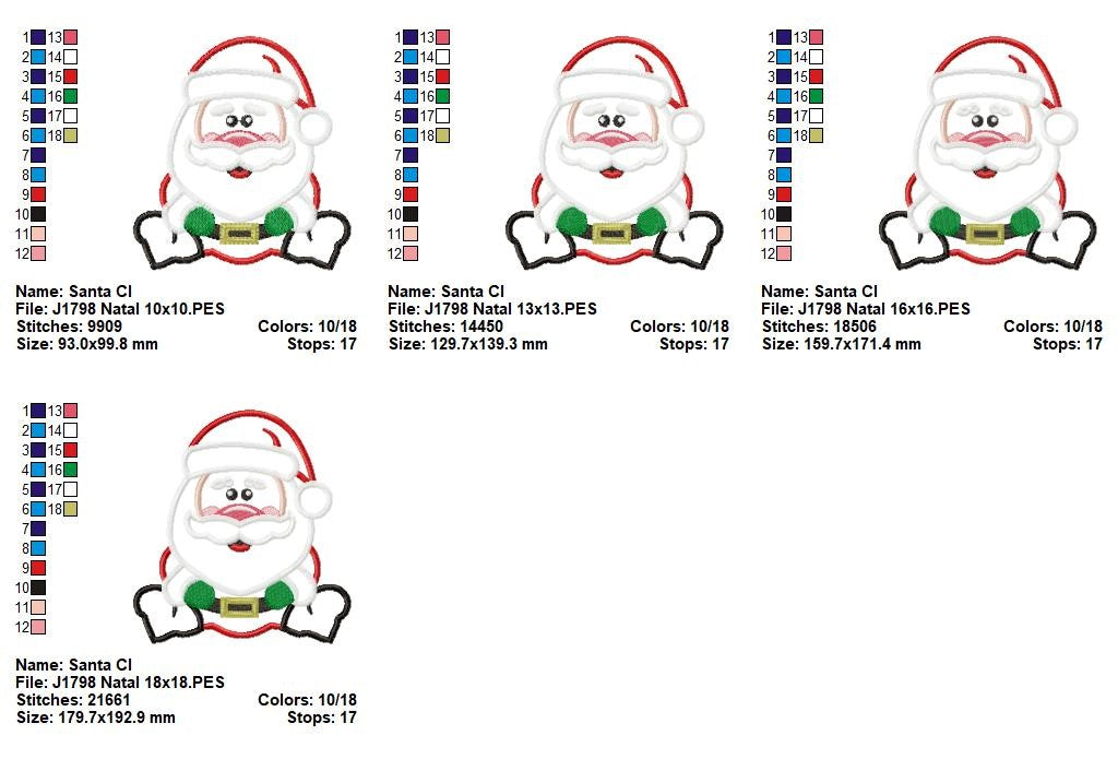 Matriz de Bordado Papai Noel Fofurinha – Aplique