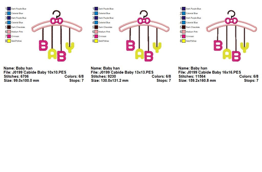 Matriz de Bordado Enxoval BABY no Cabide – Aplique