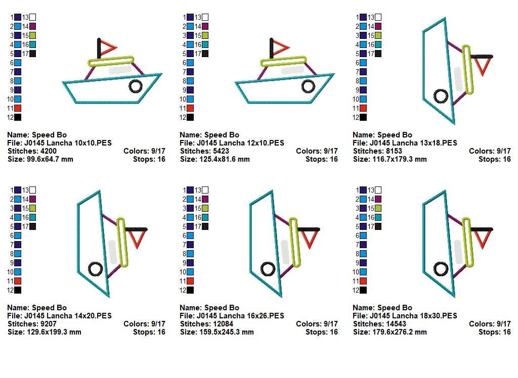 Matriz de Bordado Barquinho Azul com Bandeira – Aplique