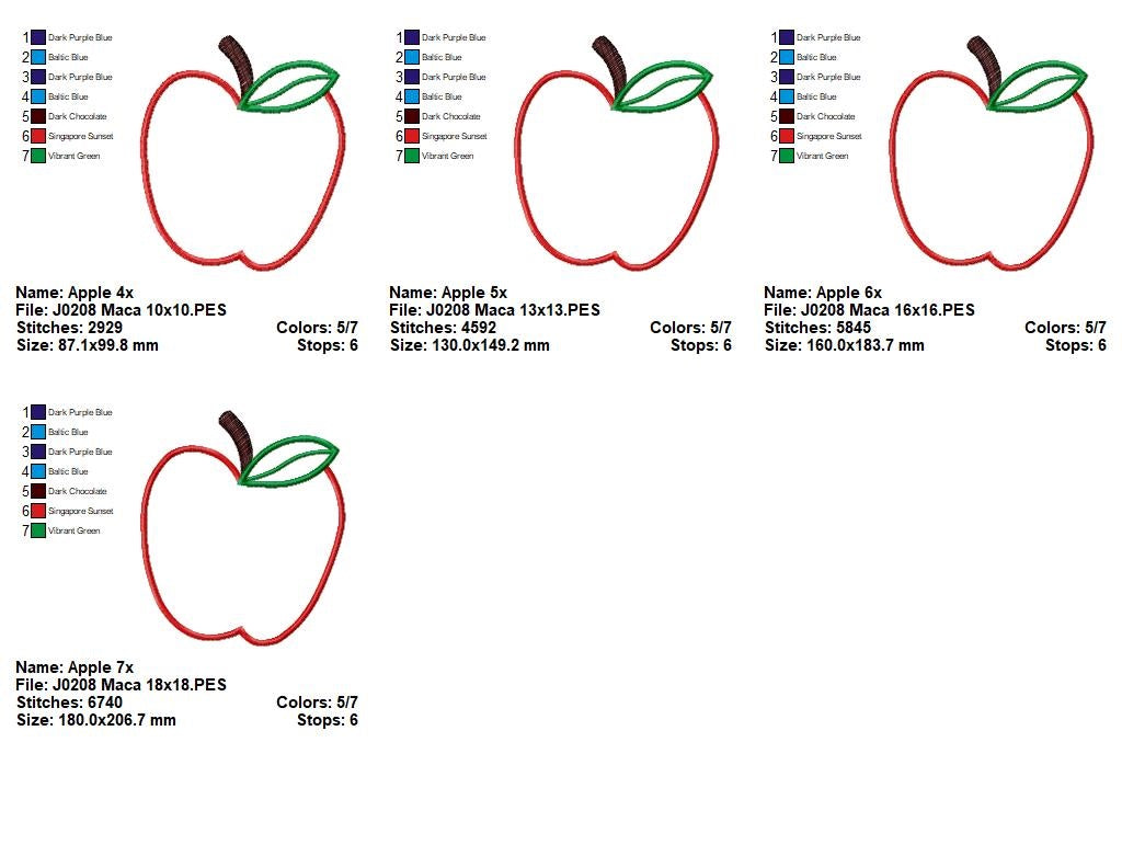 Matriz de Bordado Maçã Simples e Fofa – Aplique