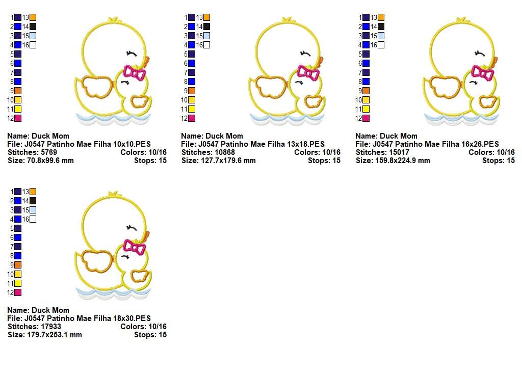 Matriz de Bordado Patinha Mamãe e Filhinha no Lago – Aplique