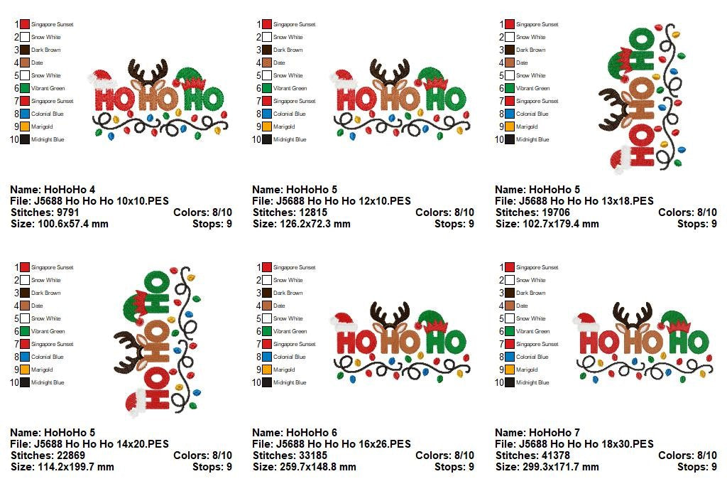 Matriz de Bordado Ho Ho Ho Divertido de Natal – Ponto Cheio