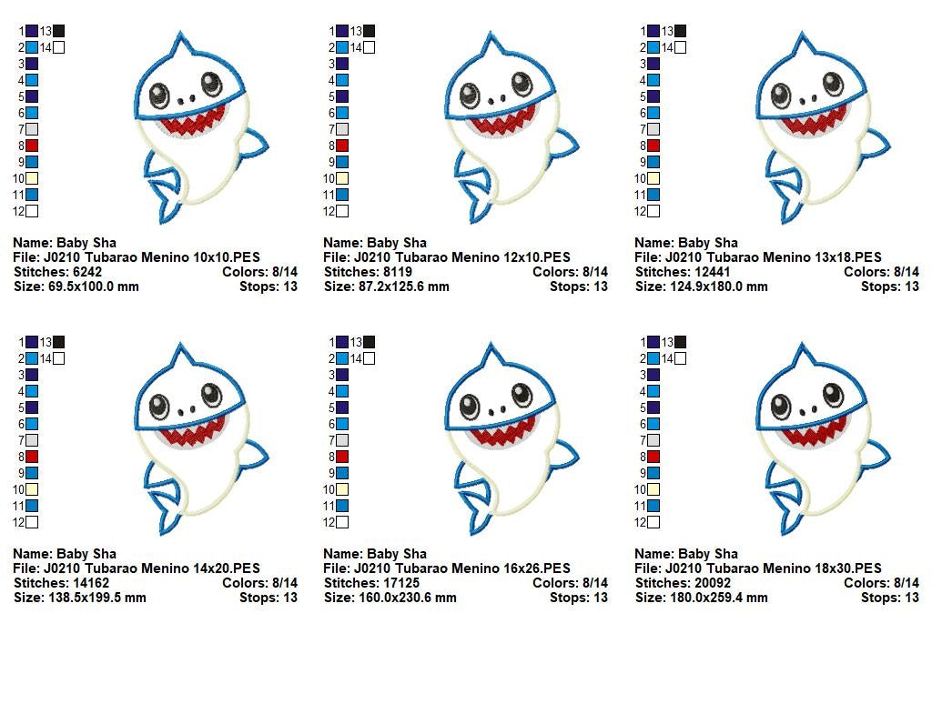 Matriz de Bordado Tubarão Bebê Divertido – Aplique
