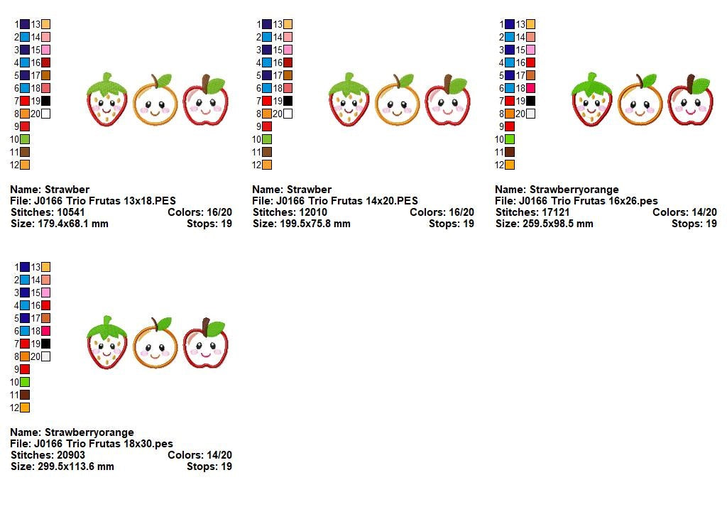 Matriz de Bordado Frutinhas Sorridentes – Aplique