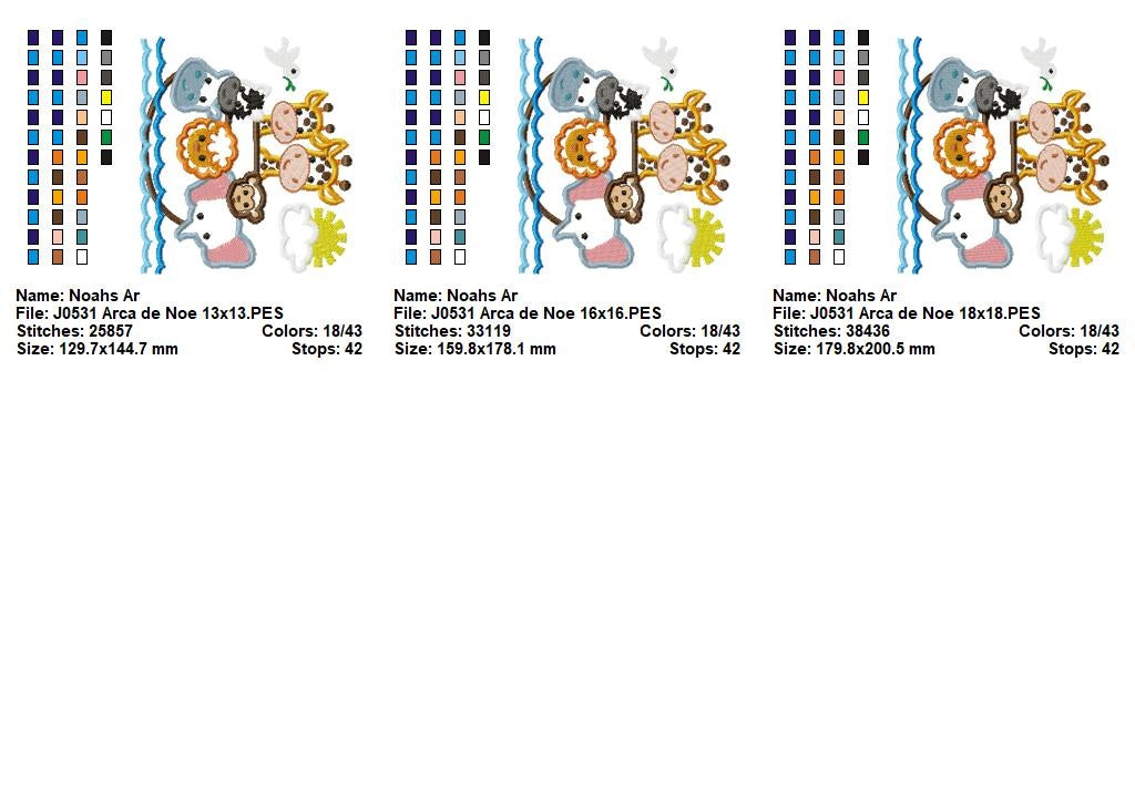 Matriz de Bordado Safari da Arca de Noé Divertido – Aplique