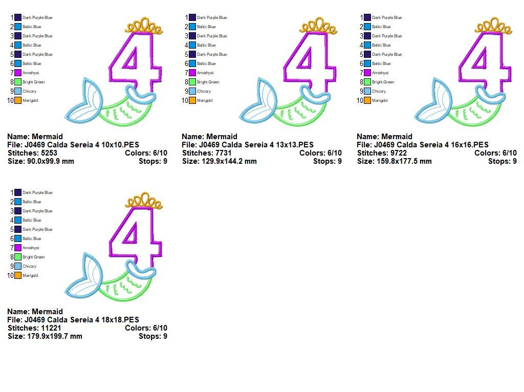 Matriz de Bordado Número 4 Sereia Princesa – Aplique
