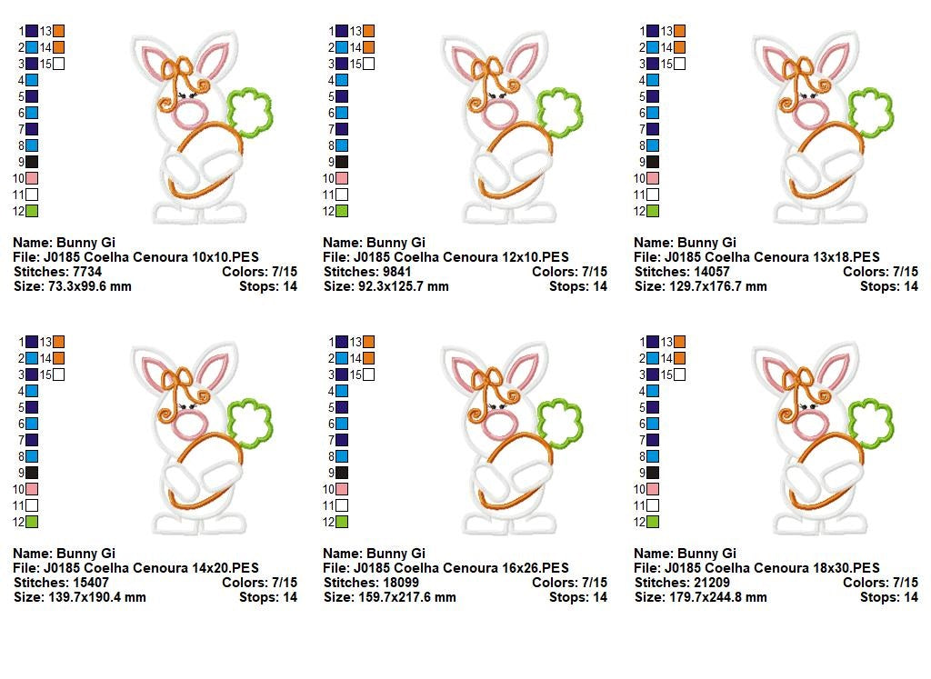 Matriz de Bordado Coelha Charmosa com Cenoura – Aplique