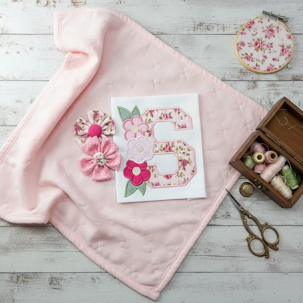 Matriz de Bordado Letra S com Flores – Aplique