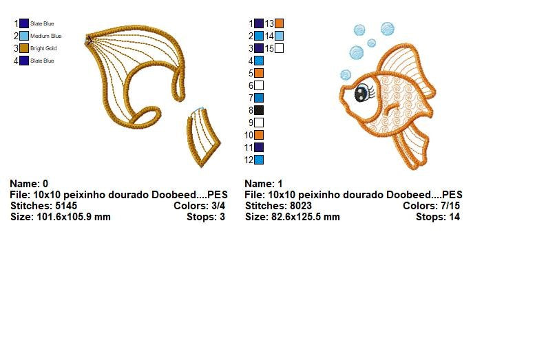Matriz de Bordado Peixinho Dourado 3D – Projeto ITH