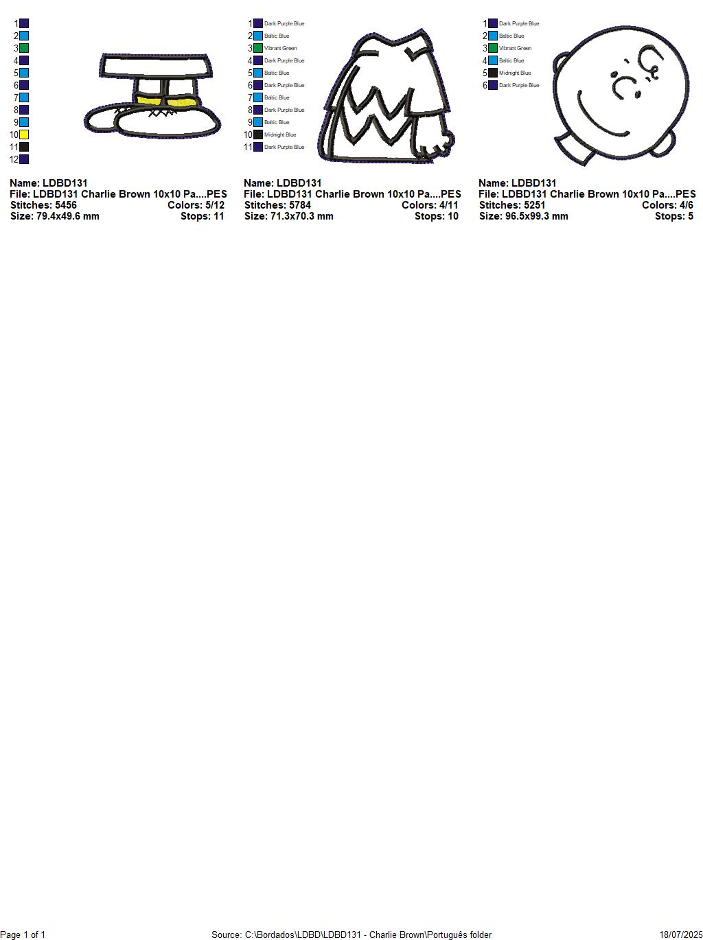 Matriz de Bordado Charlie Brown – Projeto ITH
