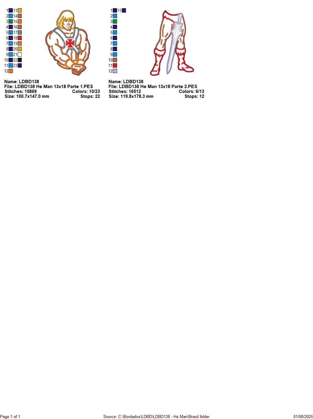Matriz de Bordado He-Man – Projeto ITH