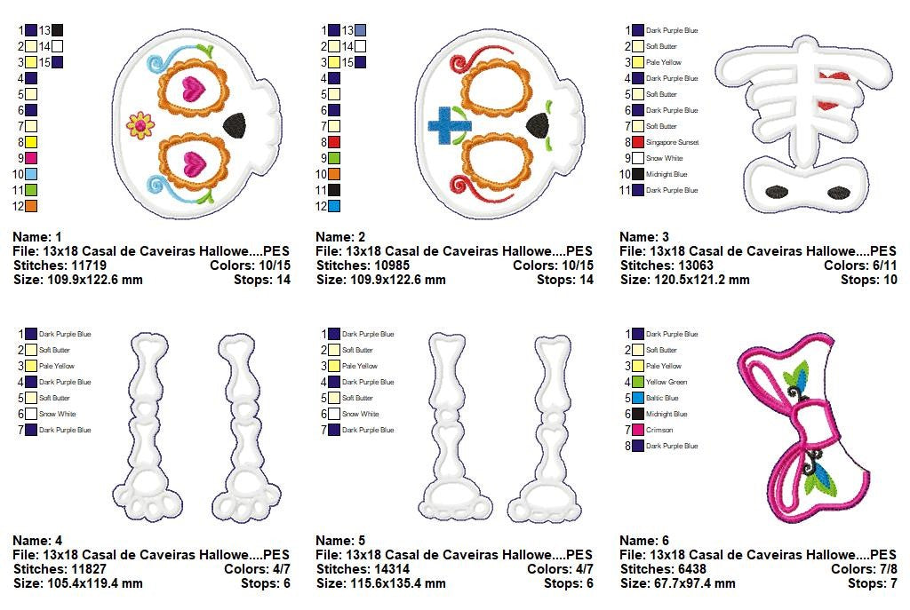 Matriz de Bordado Casal Caveira – Projeto ITH