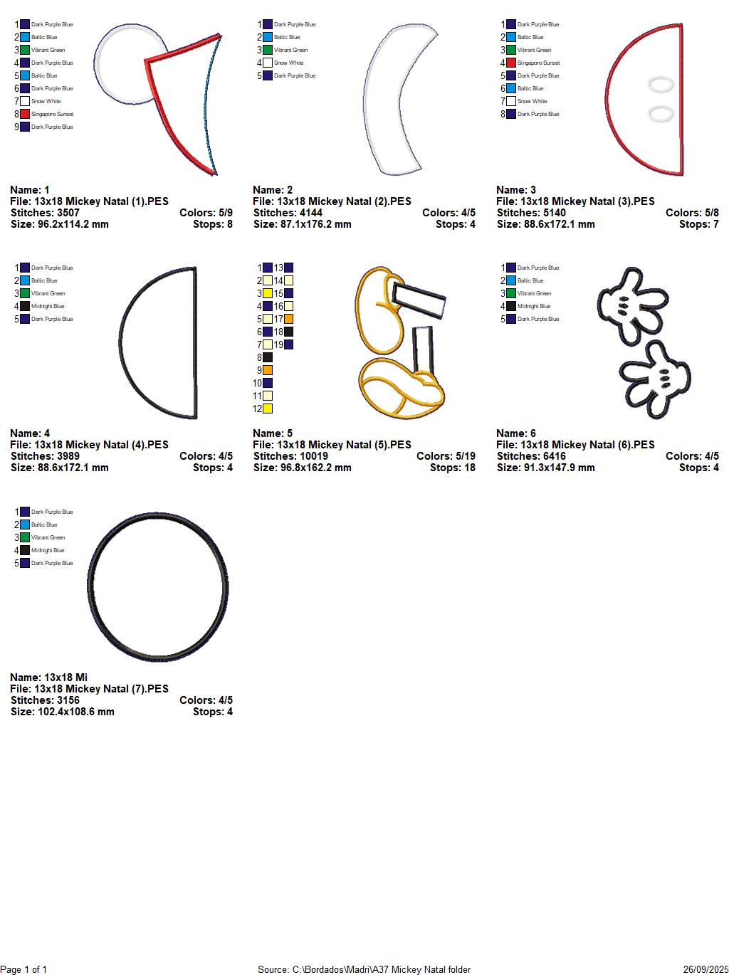 Matriz de Bordado Mickey de Natal – Projeto ITH