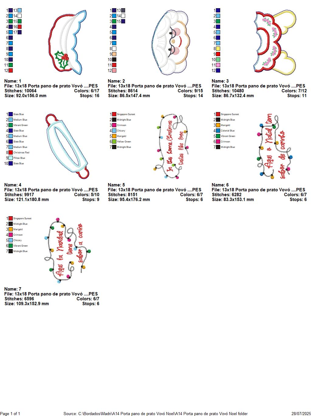Matriz de Bordado Mamãe Noel - Porta Pano de Prato – Projeto ITH