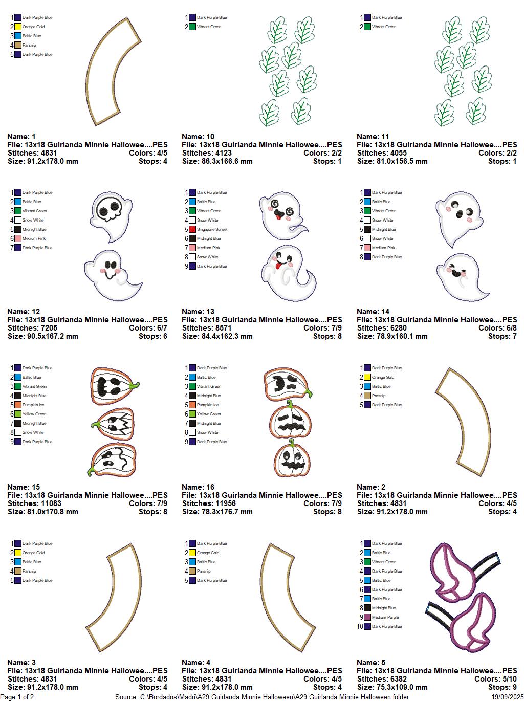 Matriz de Bordado Guirlanda Minnie Halloween - Projeto ITH