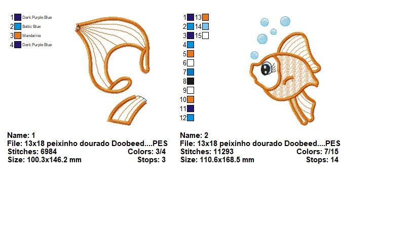 Matriz de Bordado Peixinho Dourado 3D – Projeto ITH