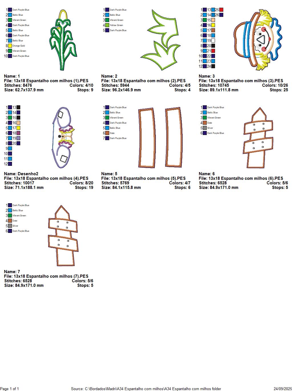 Matriz de Bordado Espantalho com Milhos – Projeto ITH
