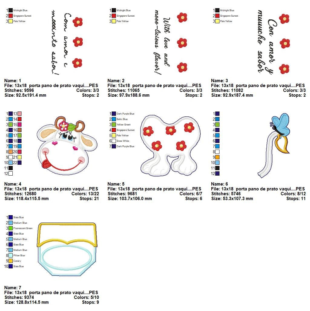 Matriz de Bordado Vaquinha Country - Porta Pano de Prato – Projeto ITH