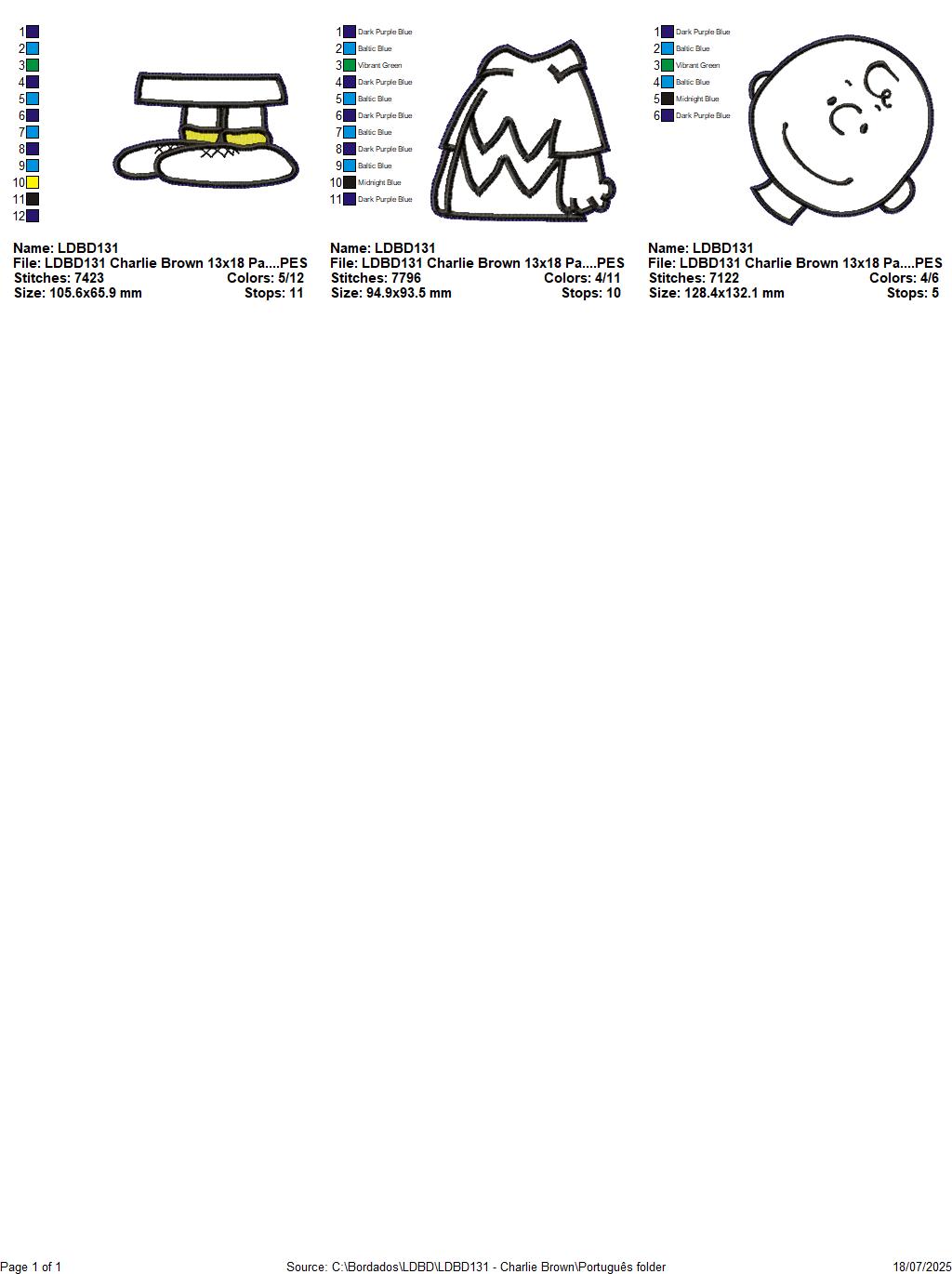 Matriz de Bordado Charlie Brown – Projeto ITH