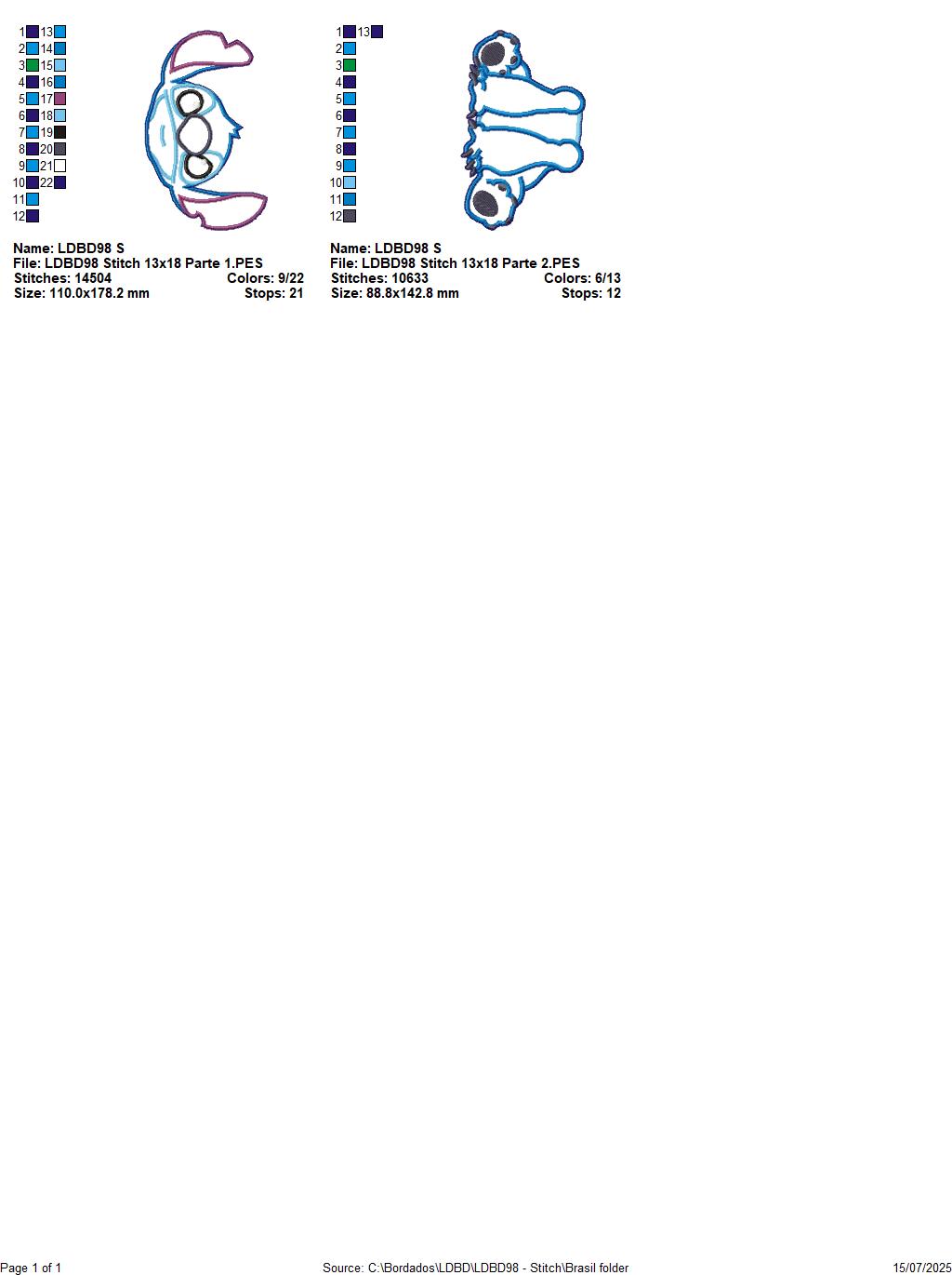 Matriz de Bordado Stitch Foto Sentado – Projeto ITH