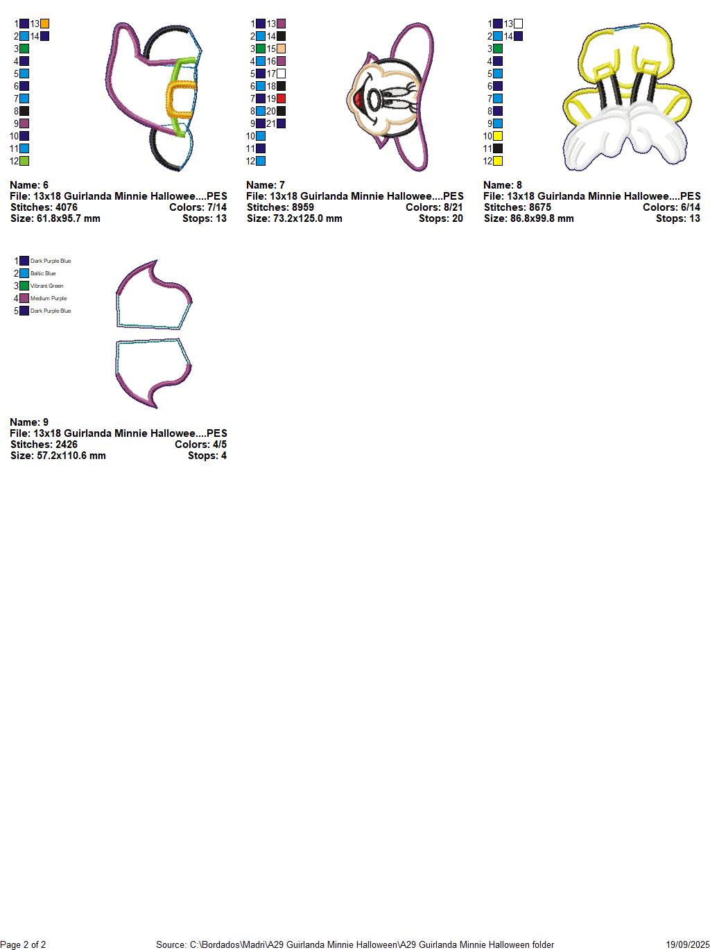 Matriz de Bordado Guirlanda Minnie Halloween - Projeto ITH