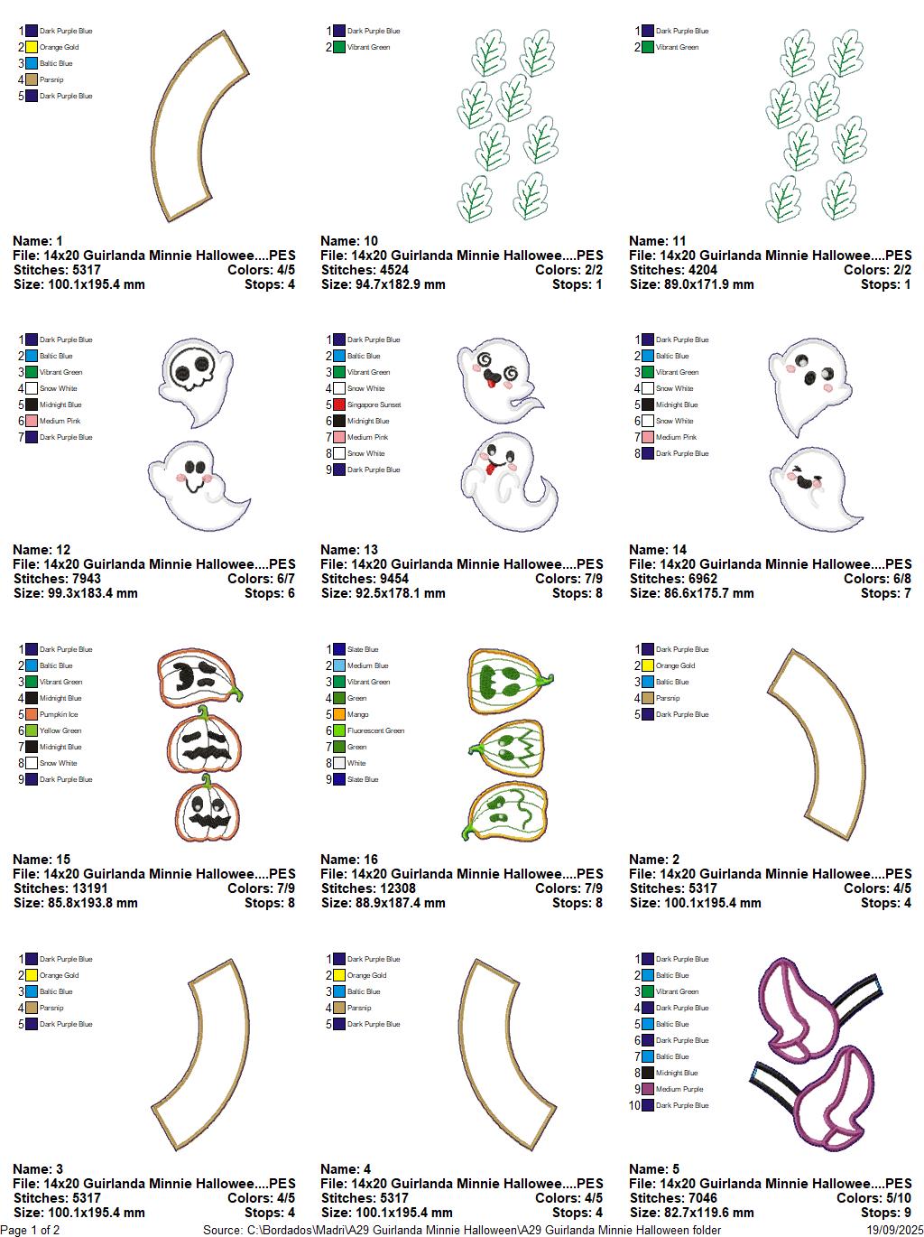 Matriz de Bordado Guirlanda Minnie Halloween - Projeto ITH