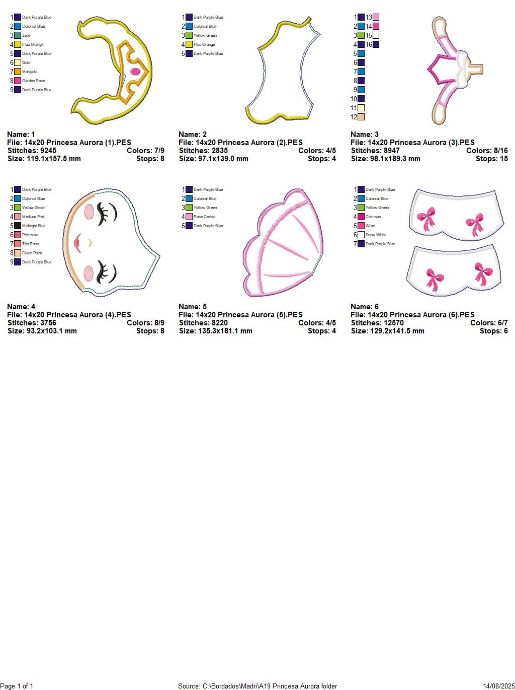 Matriz de Bordado Princesa Aurora – Projeto ITH