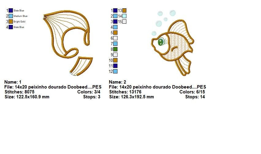 Matriz de Bordado Peixinho Dourado 3D – Projeto ITH