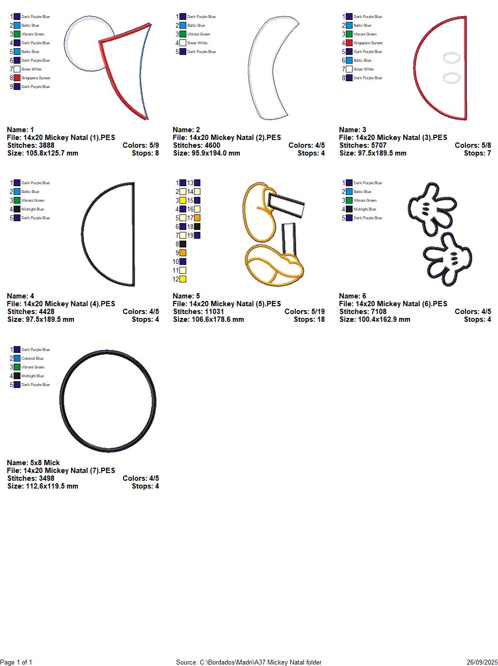 Matriz de Bordado Mickey de Natal – Projeto ITH