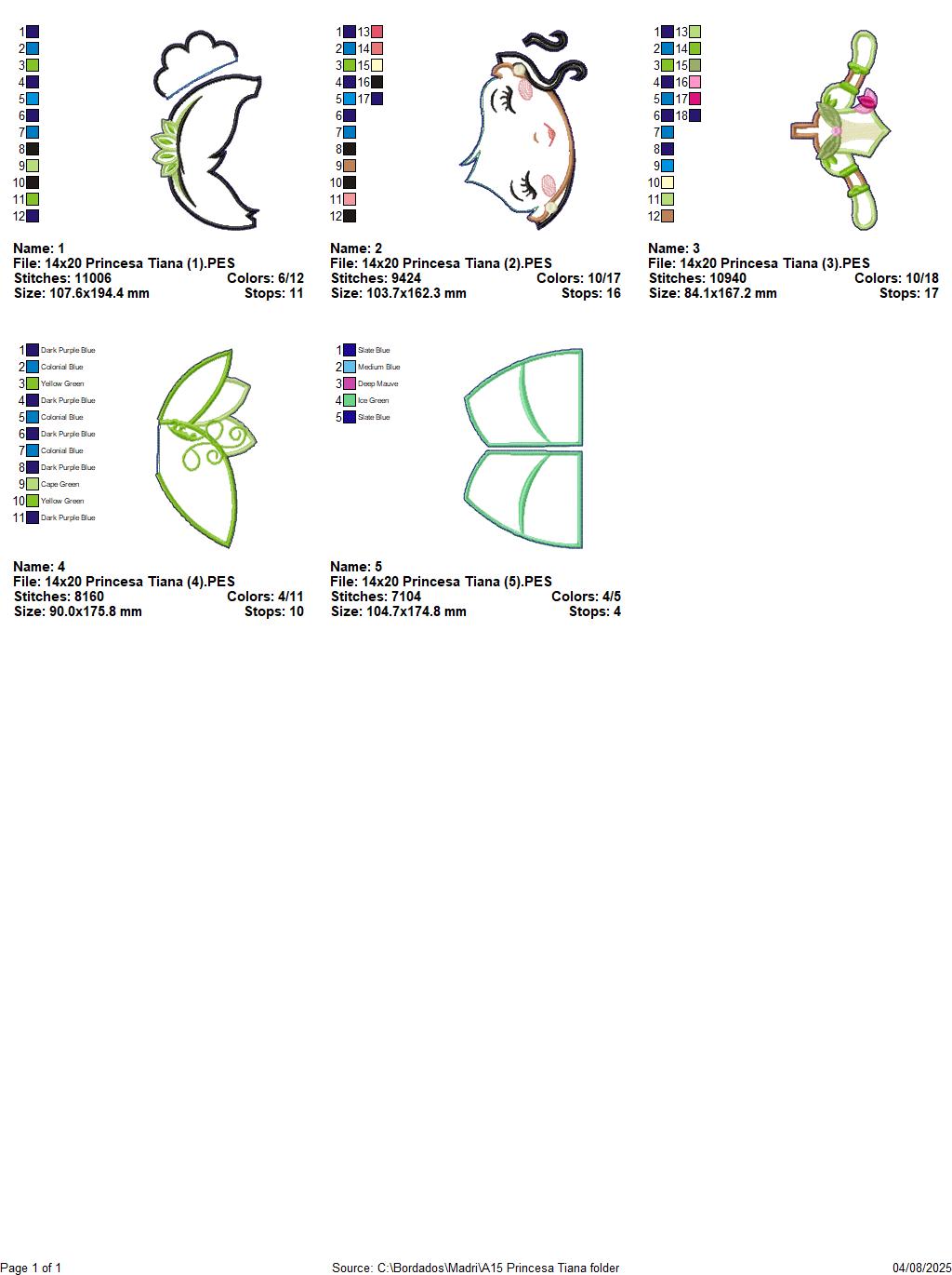 Matriz de Bordado Princesa Tiana – Projeto ITH