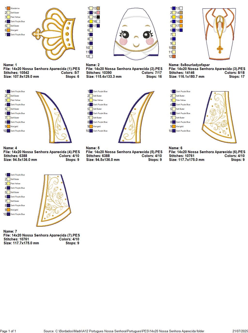 Matriz de Bordado Nossa Senhora Aparecida – Projeto ITH
