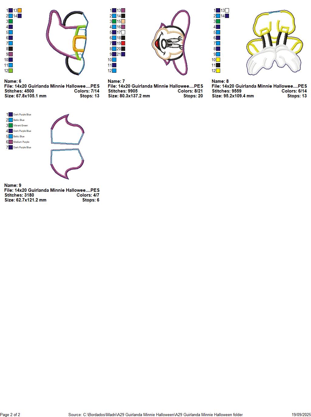 Matriz de Bordado Guirlanda Minnie Halloween - Projeto ITH