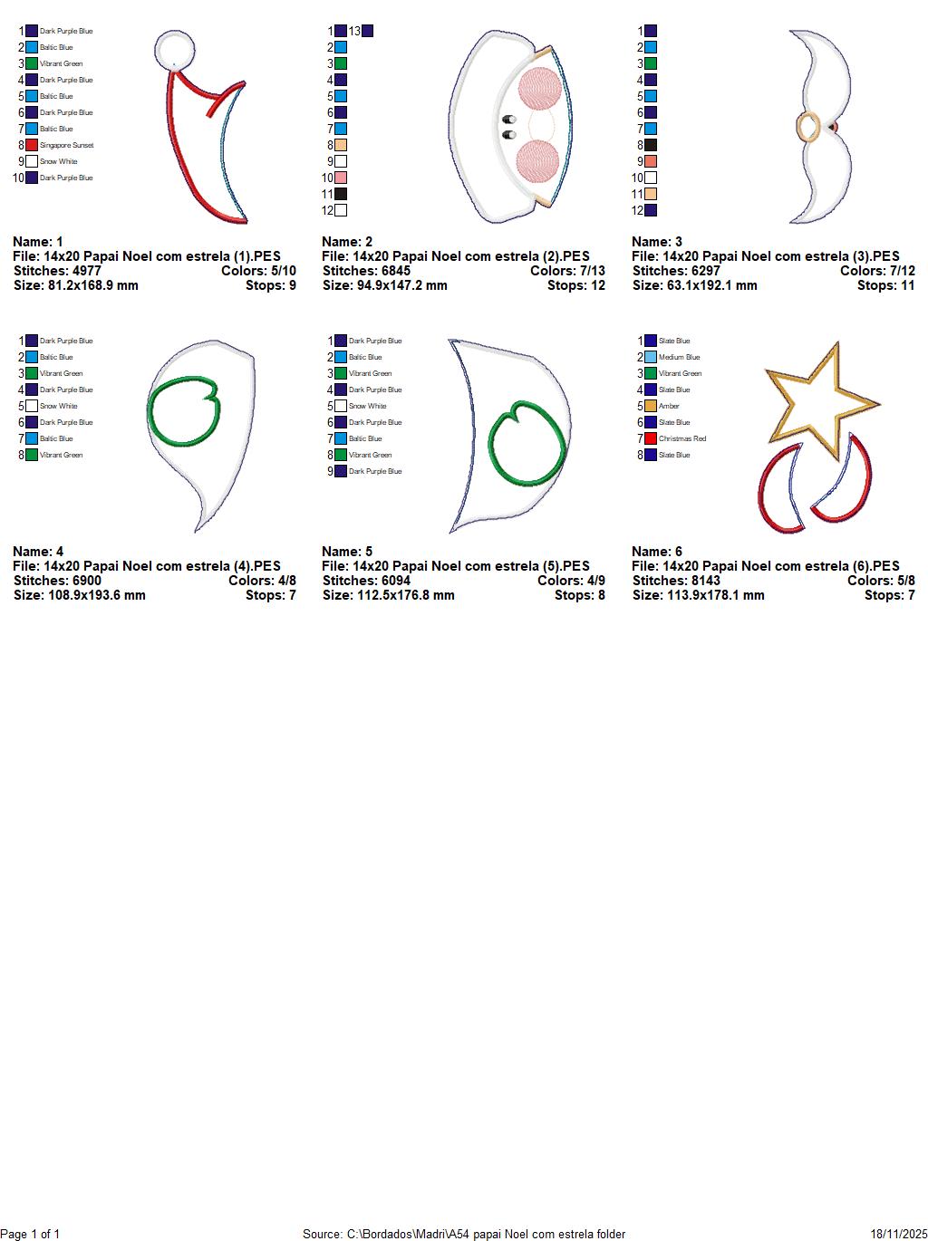 Matriz de Bordado Papai Noel com Estrela Enfeite de Porta – Projeto ITH