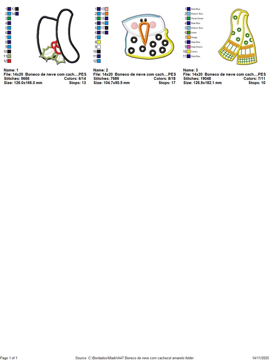 🎄 Matriz de Bordado Boneco de Neve com Cachecol Amarelo Enfeite de Porta – Projeto ITH