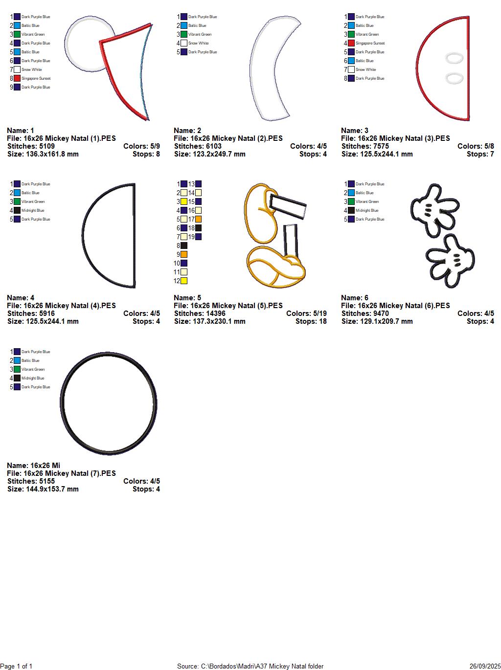Matriz de Bordado Mickey de Natal – Projeto ITH