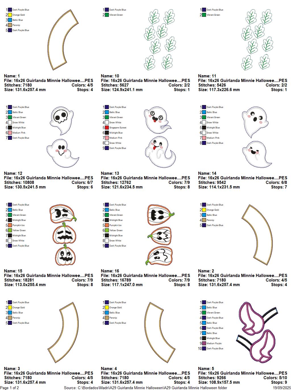 Matriz de Bordado Guirlanda Minnie Halloween - Projeto ITH