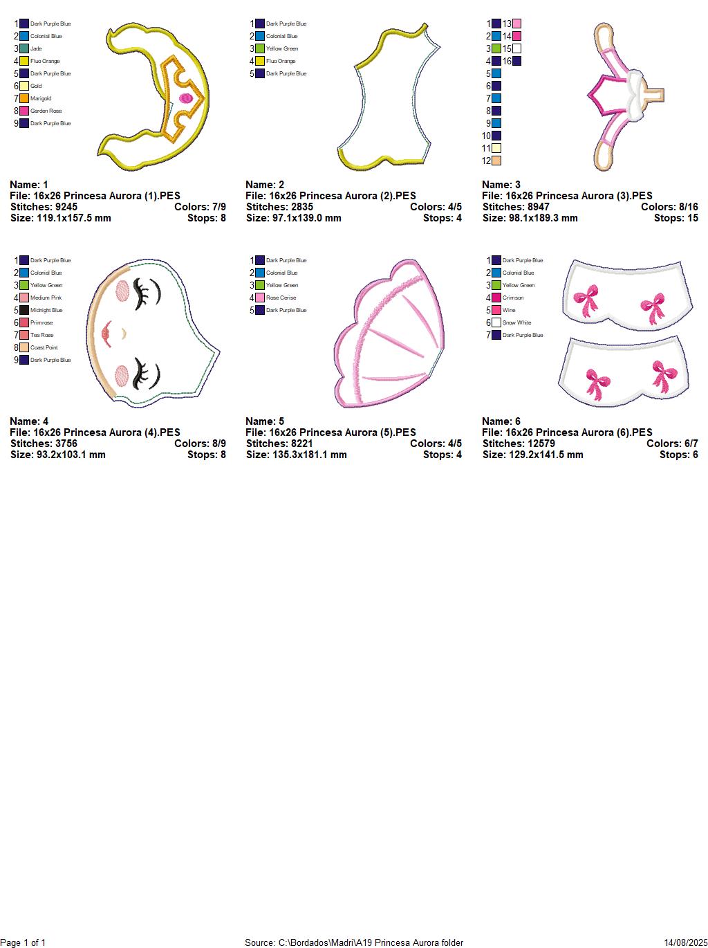 Matriz de Bordado Princesa Aurora – Projeto ITH