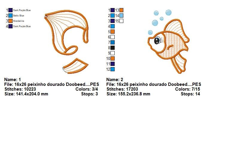 Matriz de Bordado Peixinho Dourado 3D – Projeto ITH