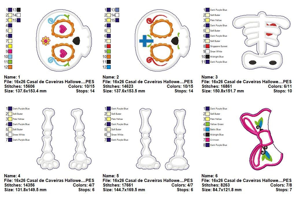 Matriz de Bordado Casal Caveira – Projeto ITH