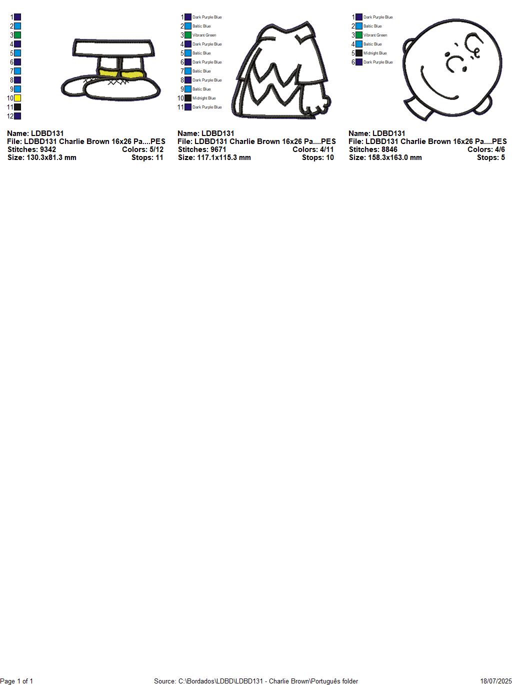 Matriz de Bordado Charlie Brown – Projeto ITH