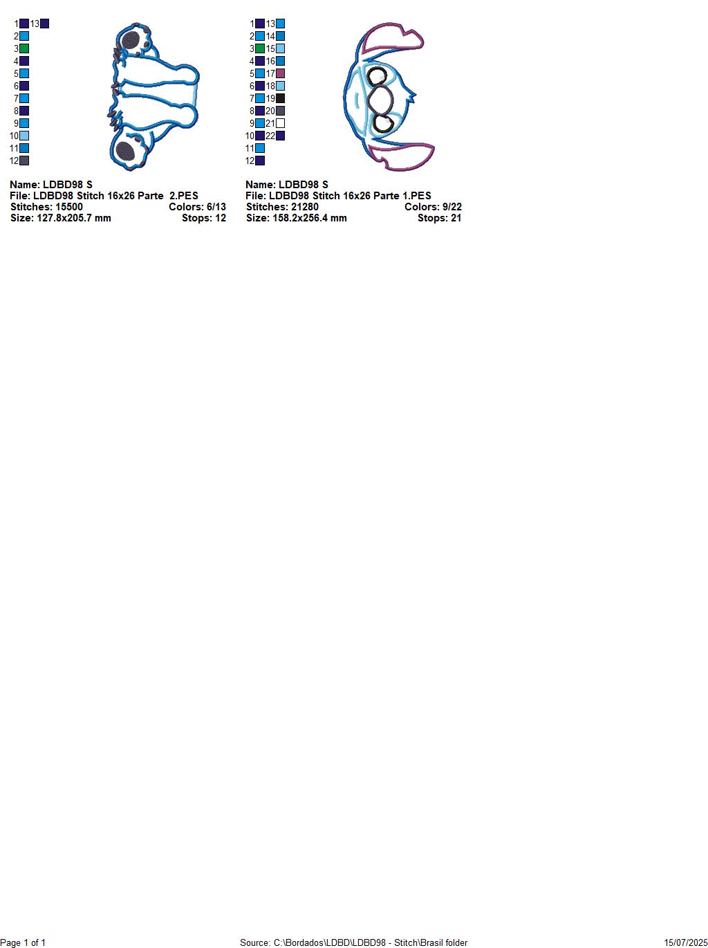 Matriz de Bordado Stitch Foto Sentado – Projeto ITH