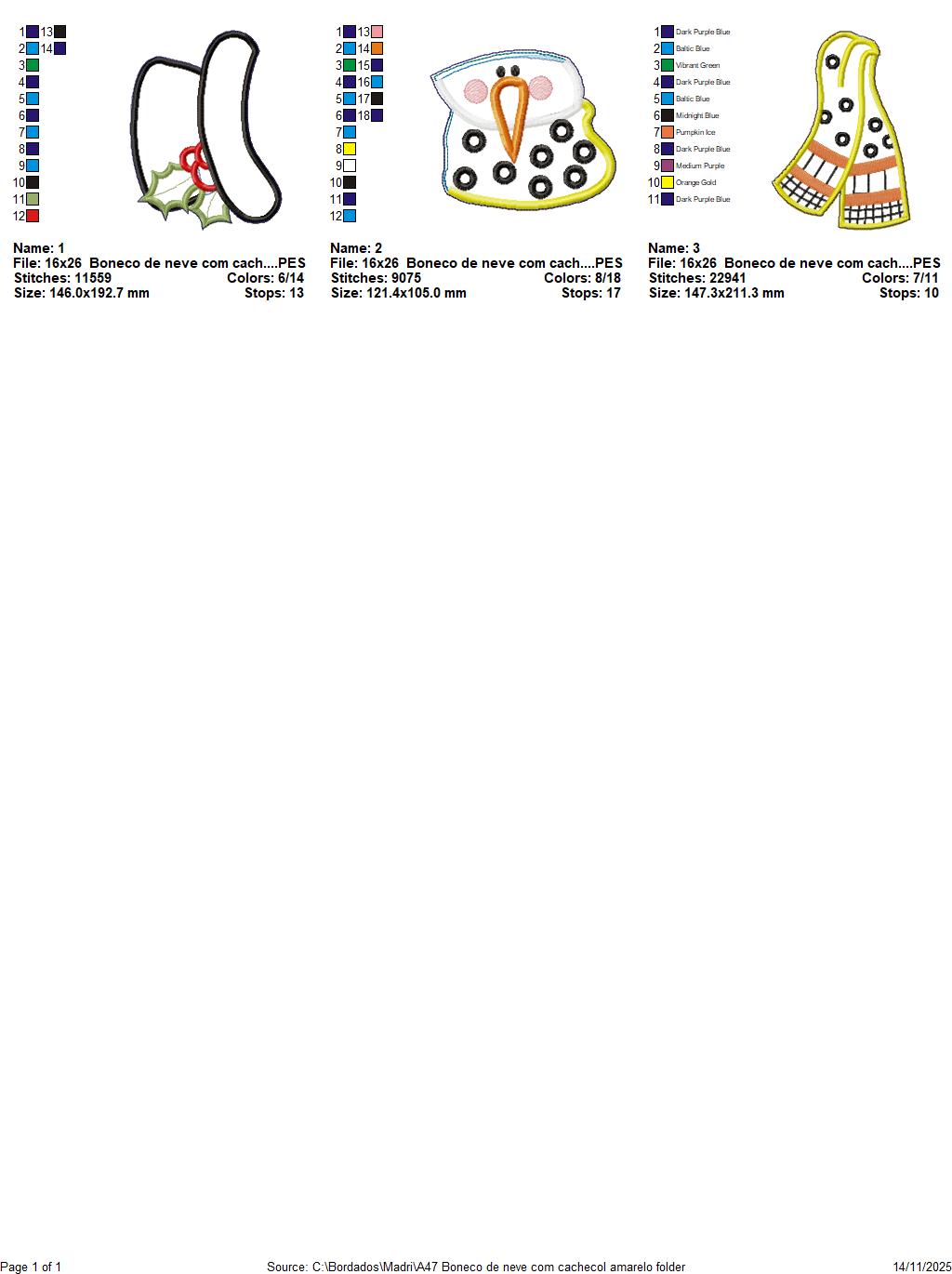 🎄 Matriz de Bordado Boneco de Neve com Cachecol Amarelo Enfeite de Porta – Projeto ITH