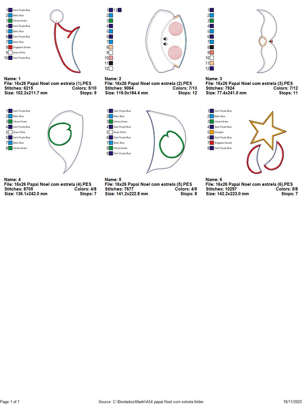 Matriz de Bordado Papai Noel com Estrela Enfeite de Porta – Projeto ITH