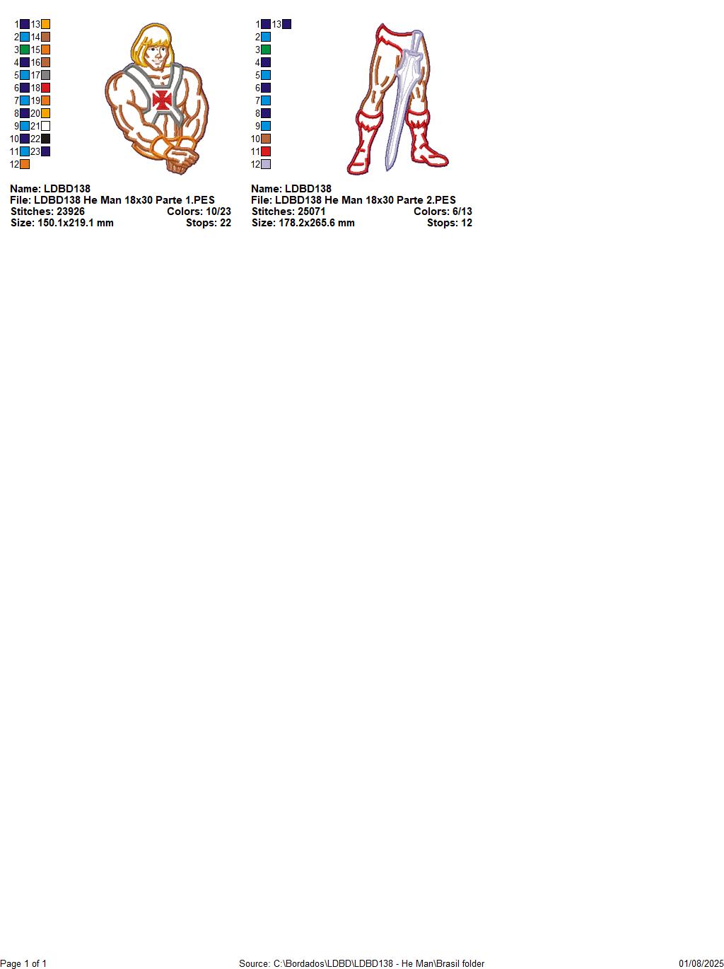 Matriz de Bordado He-Man – Projeto ITH