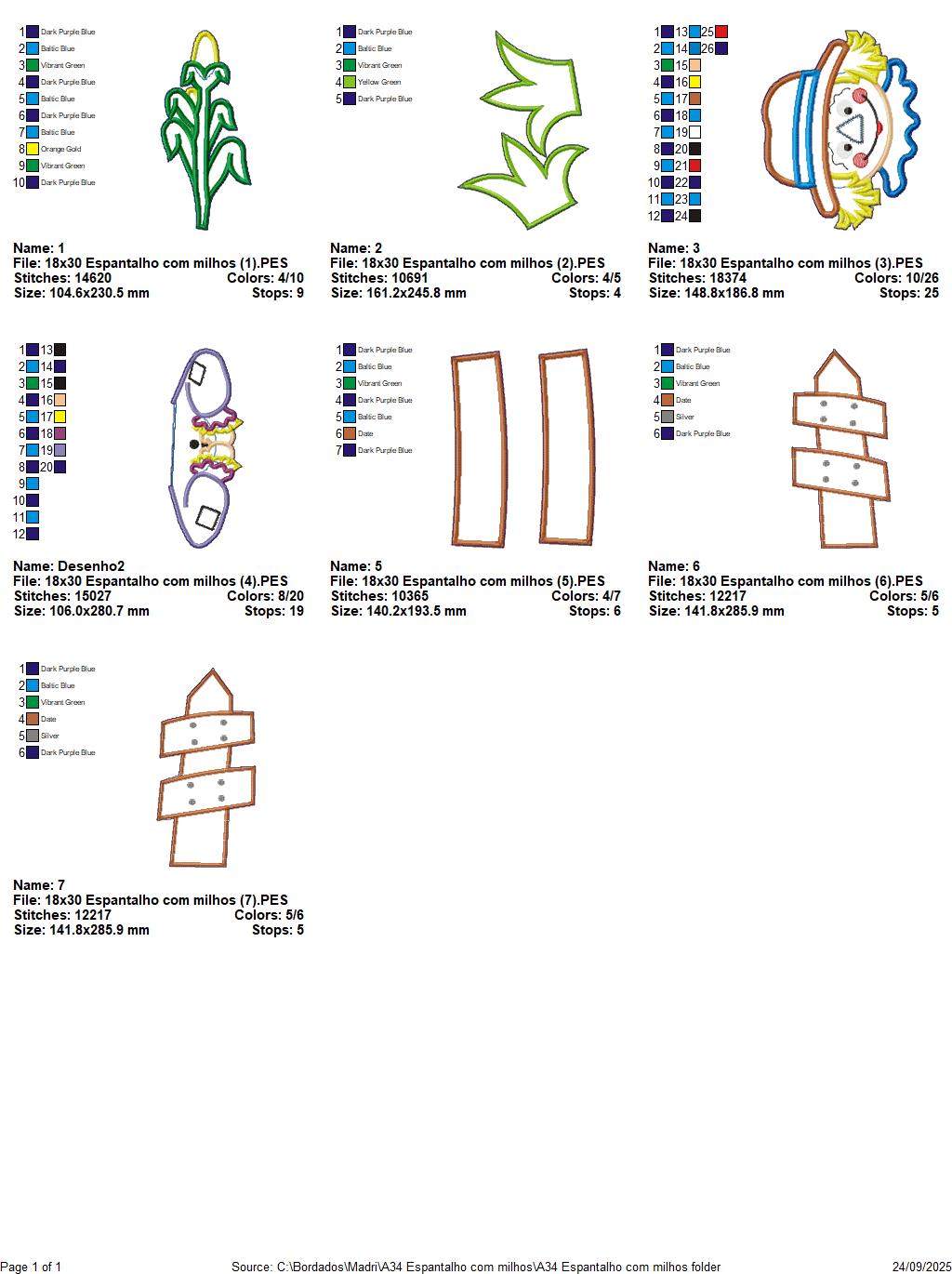 Matriz de Bordado Espantalho com Milhos – Projeto ITH